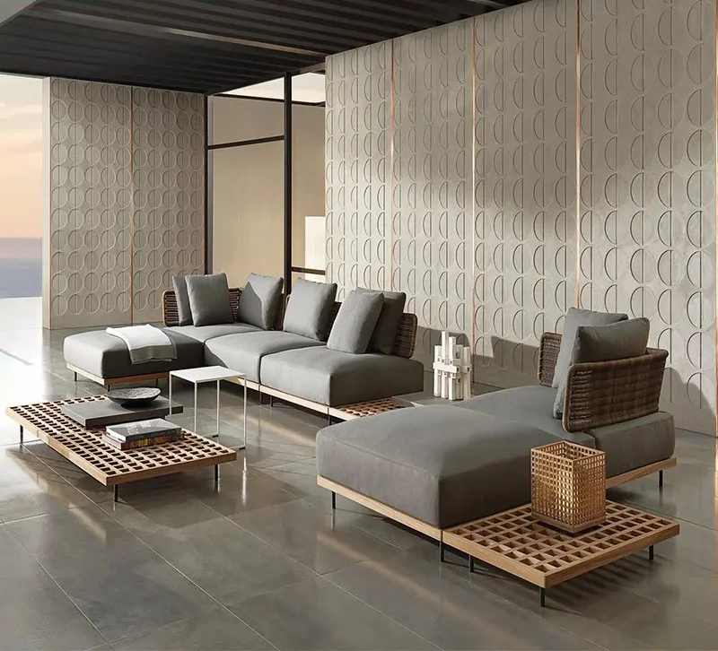 Teak Gridding Sofa 3