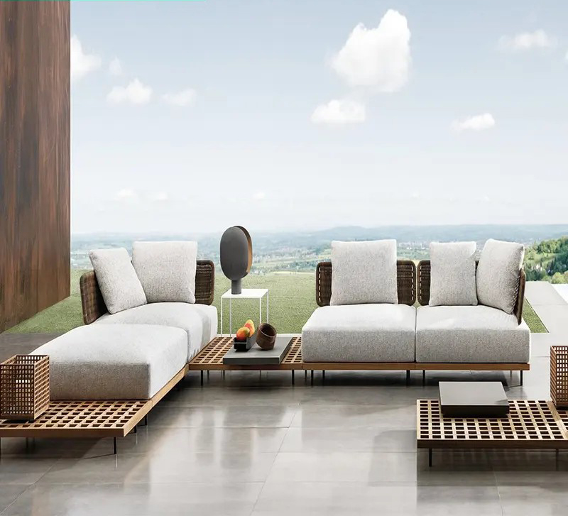 Teak Gridding Sofa
