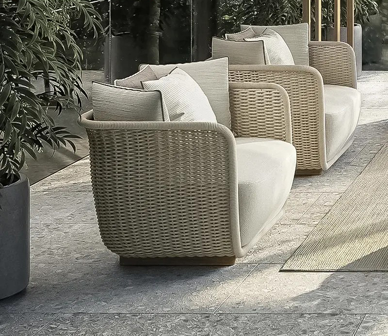 Wove rattan thick seat cushion sofa 11 1