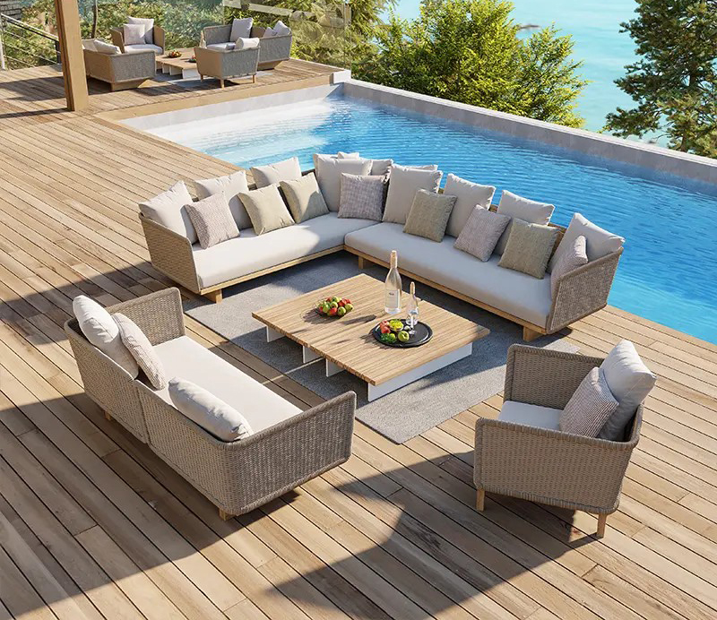 weave teak sofa fabric custhion 04 2
