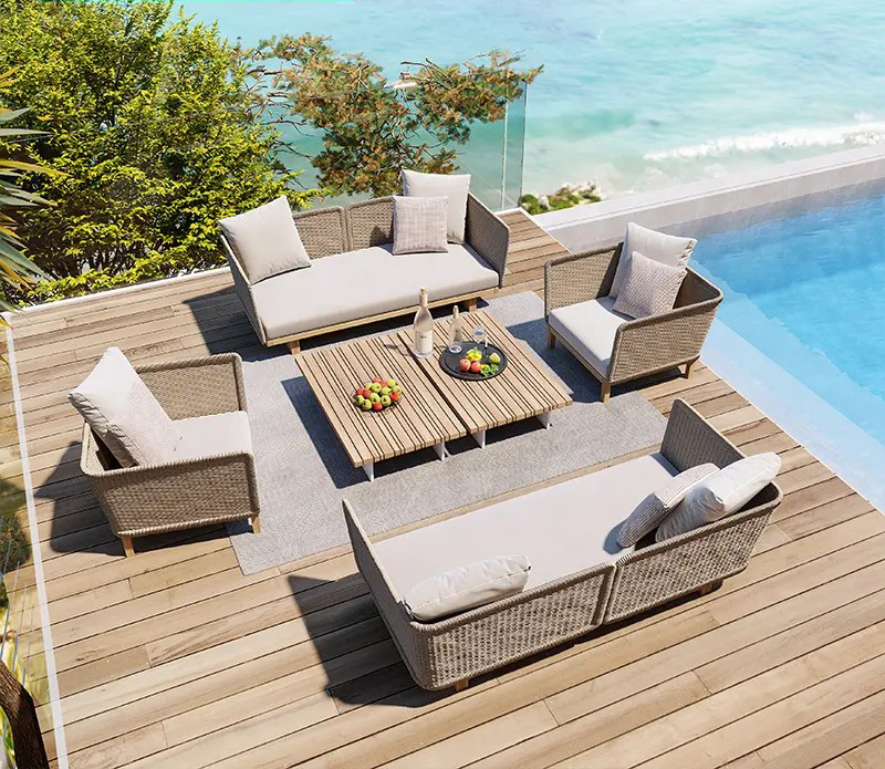 weave teak sofa fabric custhion 04 3